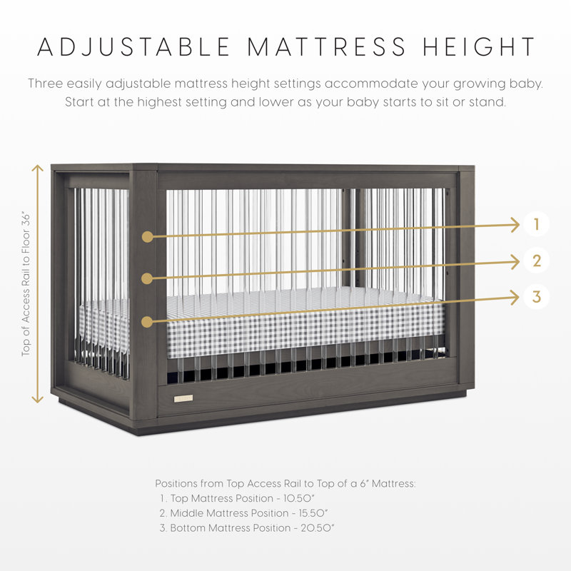 Vienna 4-In-1 Convertible Crib, Darkwash Ash With Acrylic