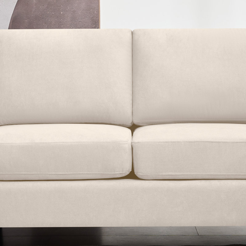 Canapé rembourré 60,6 po avec accoudoirs noirs Bozarth, Beige