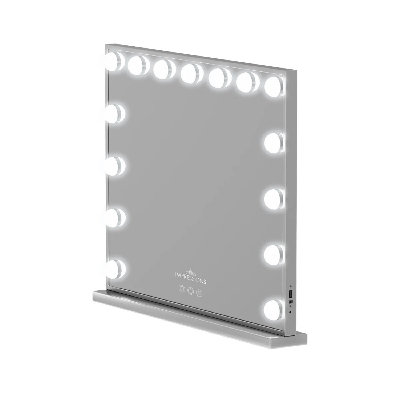 Miroir de coiffeuse Hollywood Aurora avec 15 lumières DEL givrées et gradateur