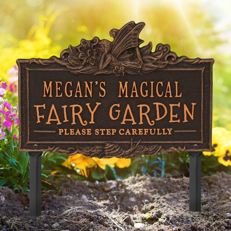 My Fairy Garden Personalized Lawn Plaque, Yes, Oil-Rubbed Bronze