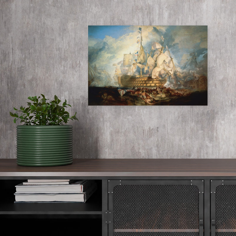 The Battle Of Trafalgar 1822-1824 Classic Abstract Coastal Ocean Wall Art Print by J.M.W. Turner - Wrapped Canvas Print