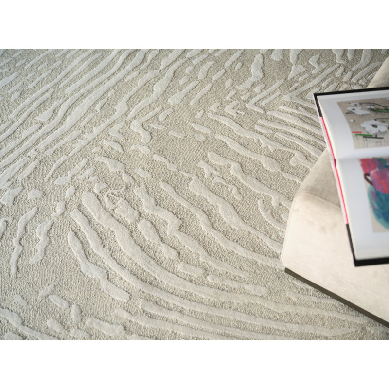 Entro Handmade New Zealand Wool Silver/Ivory Area Rug, Rectangle 10' x 14'