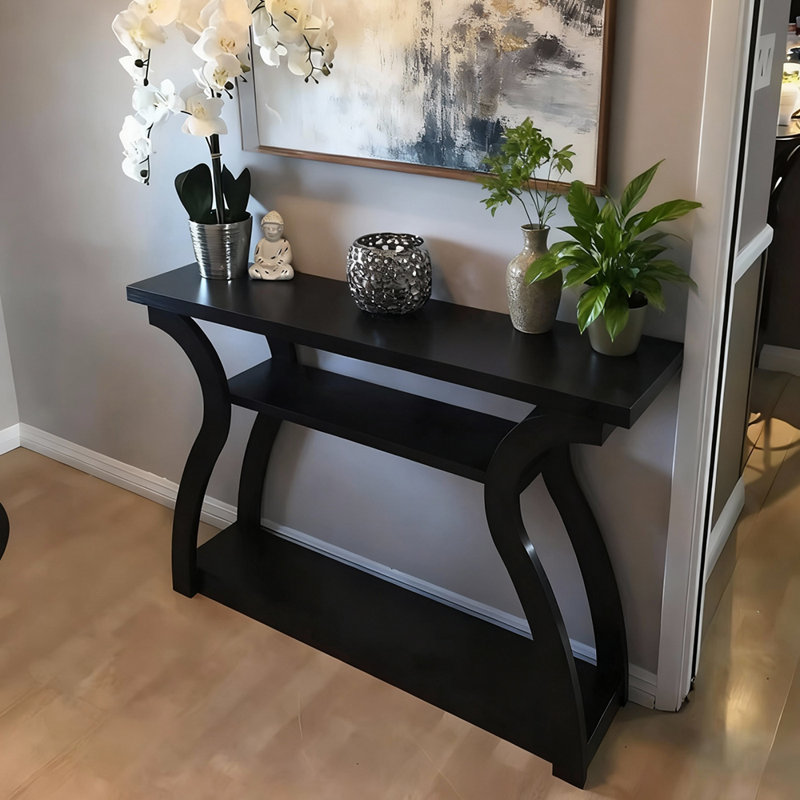 Console moderne de style minimaliste noir, H 34,6 po x l 47,2 po x P 15 po