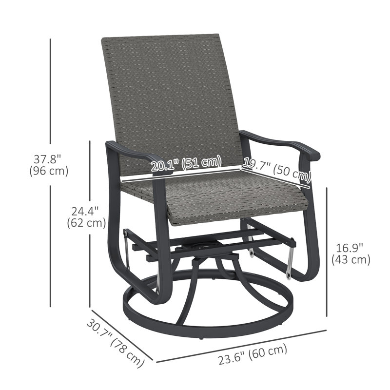 Fauteuil oscillant d'extérieur en rotin, 2 pièces