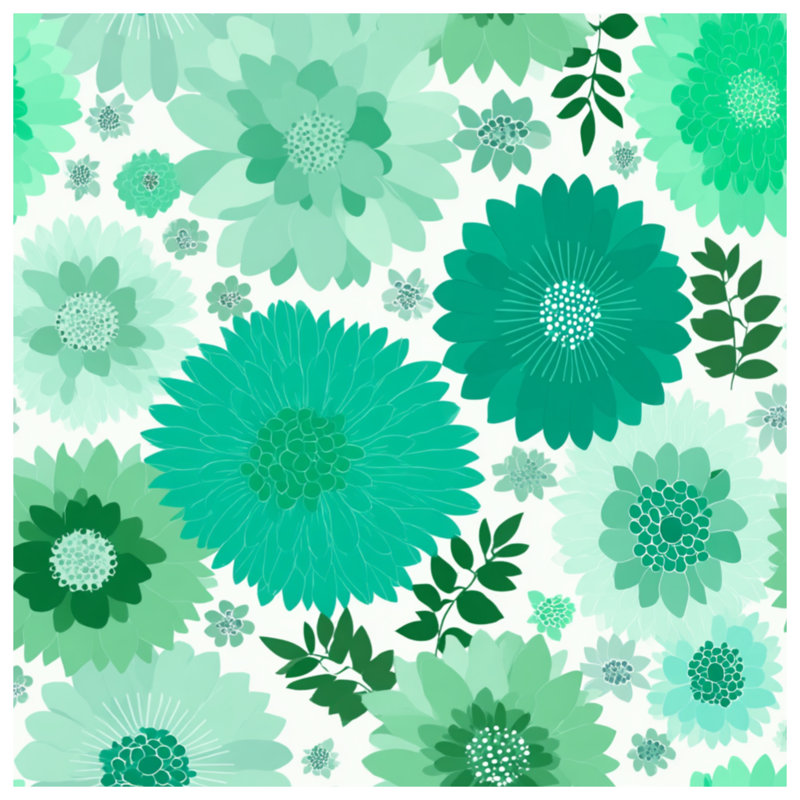 Green Floral Pattern Quilted Bedspread , Queen
