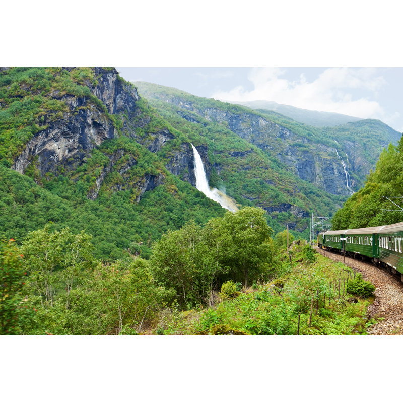 Train Across Scandinavian Mountains by Scanrail - Wrapped Canvas Print, 30cm H x 46cm W x 3.8cm D