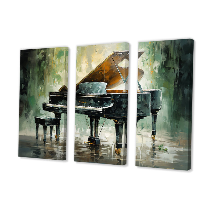 Green Piano Impressionists Instrument - Piano Wall Art Set, 40" H x 60" W x 1" D