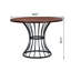 Ensemble de salle à manger rond de 107 cm (42 po) en placage chêne massif aspect bois, avec 2 chaises en noyer et piètement en fer de style industriel. Mobilier de cuisine 3 pièces : table, chaises rembourrées et piètement de bureau.