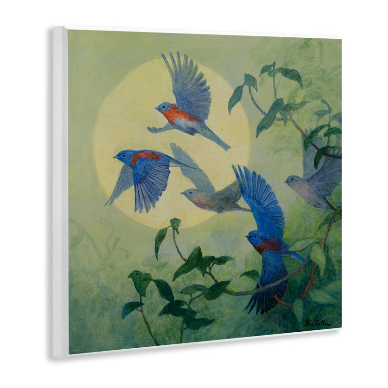 «Bluebird Flock over Moon», art mural par Floy Zittin
