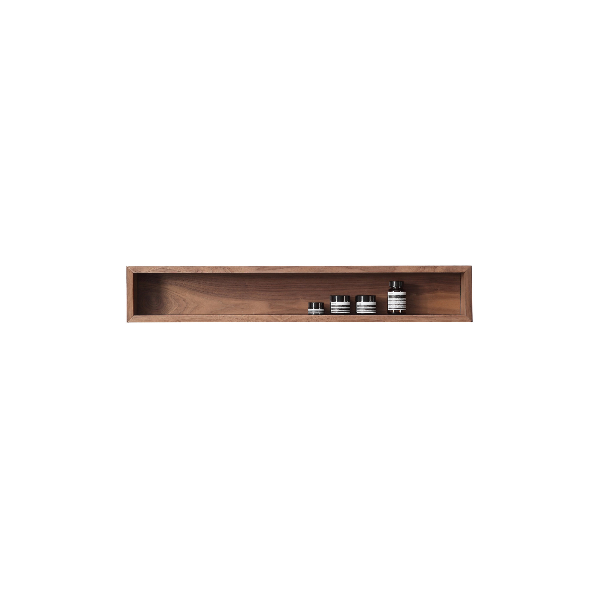 Natural Wood Veneer with Engineered Plywood Wall Bathroom Shelves, Walnut