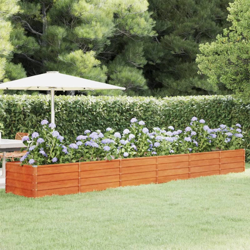 Arlmont & Co. Garden Raised Bed Rusty Corten Steel, 17.7" H x 189" W x 31.5" D