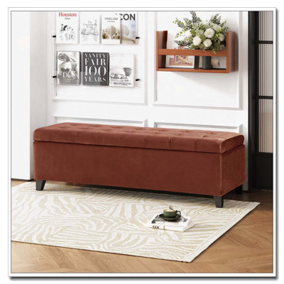 Banc de rangement rembourré en velours pour le salon, la chambre à coucher ou le vestibule