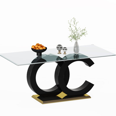 Ultramodern Tempered Glass Dining Table With Eye-catching Base And Support For Homes Stainless Steel Frame Center Chic Interiors