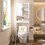 Rangement confortable au-dessus de la toilette avec portes et tablettes ouvertes-103237402