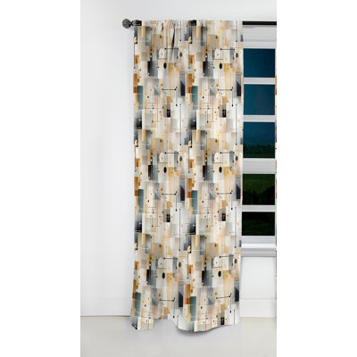 Moderne beige mosaïque symétrique - rideau abstrait - rideau occultant géométrique - 1 panneaux