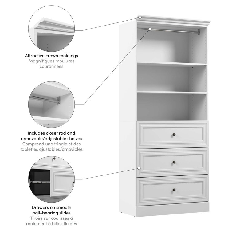 Isa Closet System with 5 Drawers & Adjustable Shelves