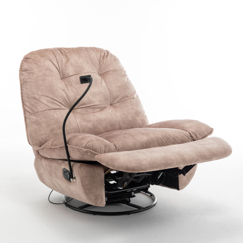 Fauteuil inclinable pivotant de 41 po de largeur avec support pour téléphone, Brun clair