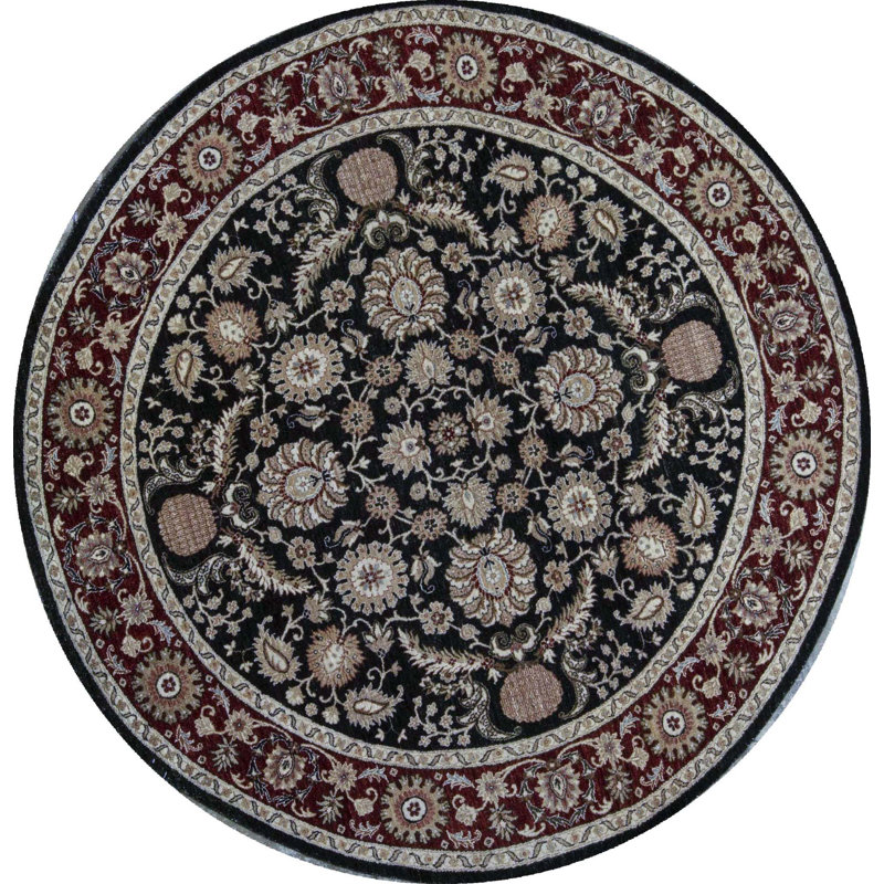 Tapis noir et rouge de haute qualité noué à la main