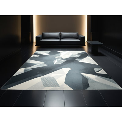 Tapis beige lavable à la machine à motif géométrique minimaliste Panameno