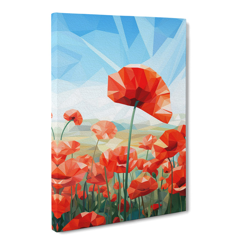 Poppy Field Geometric No.2 - Wrapped Canvas, 76cm H x 50cm W x 3cm D