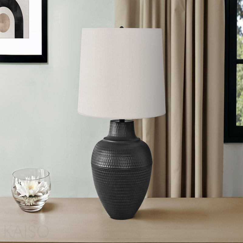 Lighting, 26"H, Table Lamp, Black Metal, Ivory / Cream Shade, Transitional