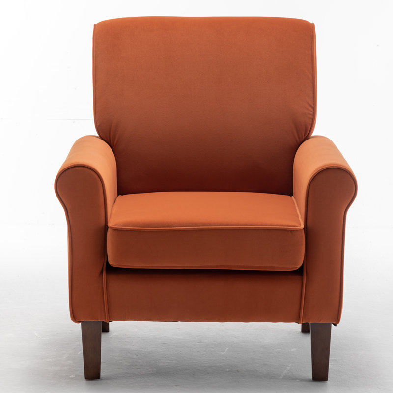 Kentin Velvet Armchair, Orange 100% Polyester