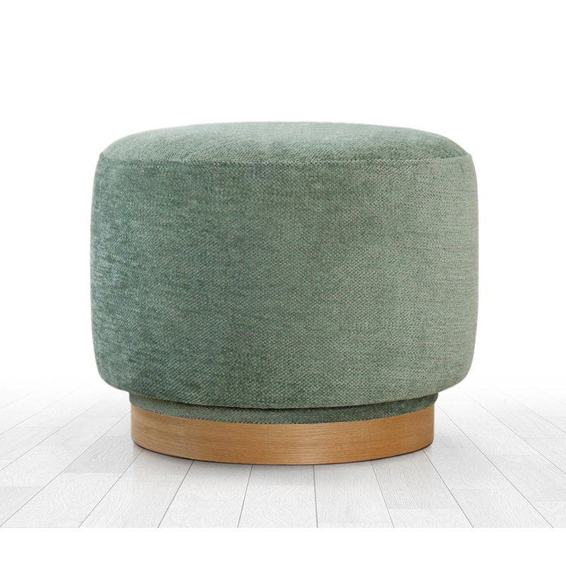 Élégant pouf rotatif à 360 °, housse en coton vert, 21,7 po x 16,9 po | 100% coton, éponge dure moyenne (2,4 pouces d'épaisseur) | Pieds en bois de chêne durable, parfaits pour le salon ou la chambre à coucher