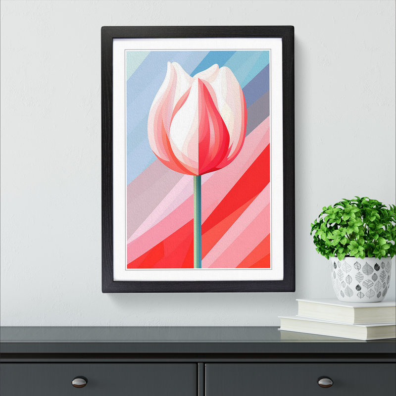 Tulip Flower Op - Framed Print, Black , 64cm H x 46cm W x 2cm D