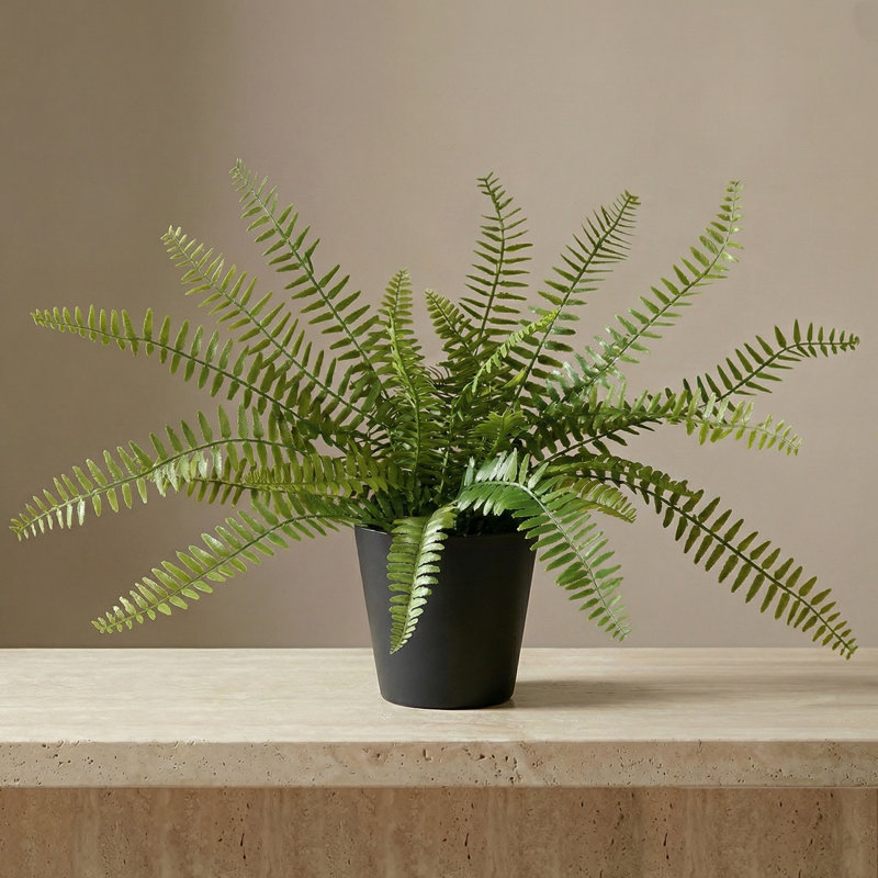 Fausse plante en pot avec frondes réglables en pot noir