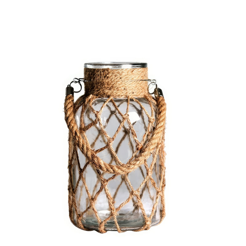 Vase en verre fait à la main style campagne 26cm, H 10 po x l 5 po x P 5 po