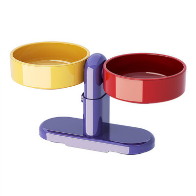 Bols pour animaux de compagnie à hauteur réglable avec base à ventouse, alimentateur d'eau et de nourriture anti-basculement 2-en-1 pour chats et chiens, plat de protection pour le cou mural et rotatif