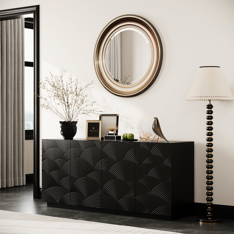 Elegant Sideboard With Spacious Desktop, 2 Large Cabinets, Adaptable For Different Rooms As Buffet American Design, 59" Wide, Coffee Bar In Den
