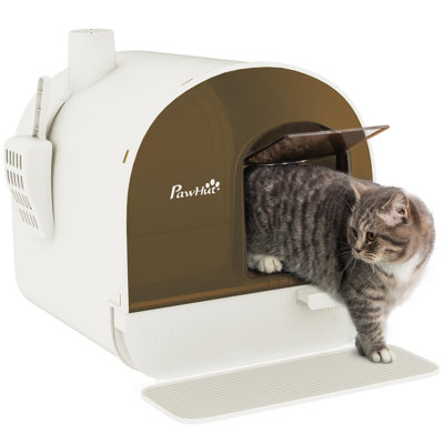 Hooded Cat Litter Tray with SlideOut Drawer 43 x 44 x 47cm White
