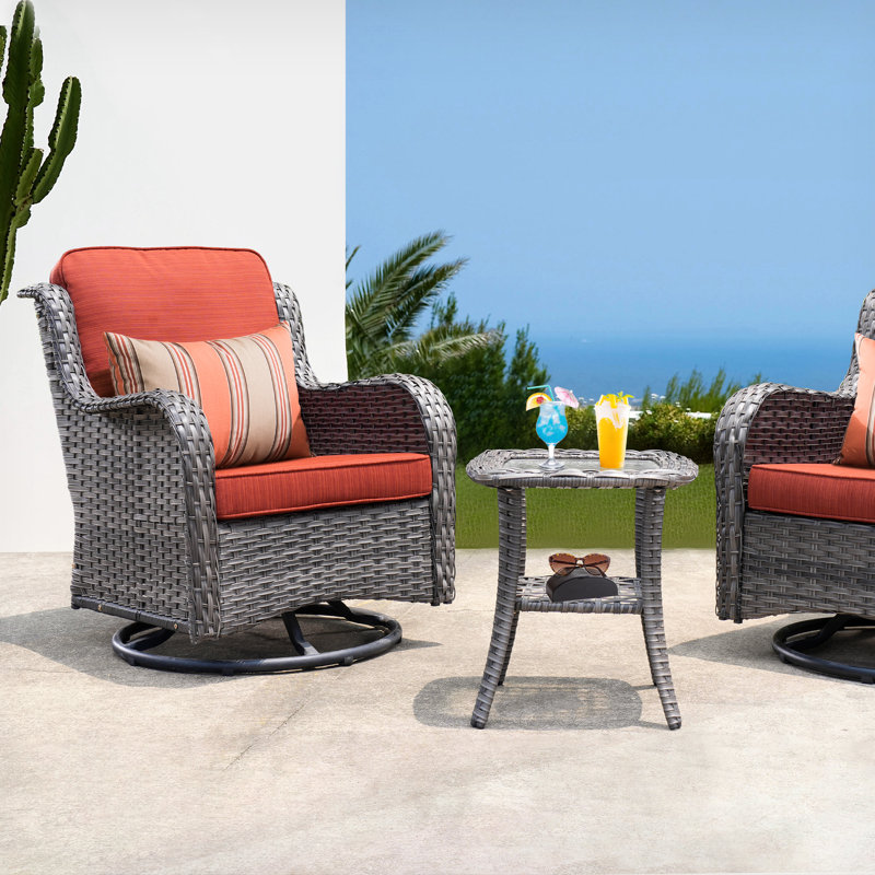 Guillen 2 - Person Patio Conversation Set with Cushions, Orange, Gray