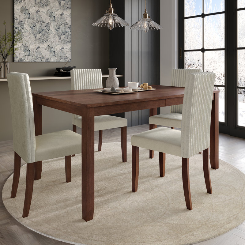Ensemble repas, 5 pièces: table, 4 chaises, Crème, crème