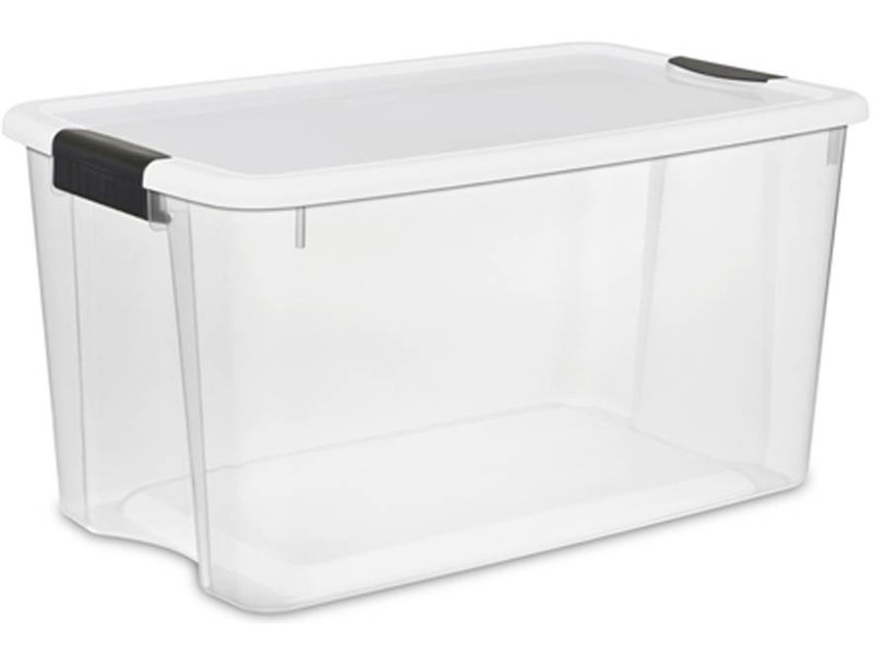 Sterilite 70 Quart Ultra Storage Container Box (4 Pack) + 6 Qt. Tote (12 Pack)