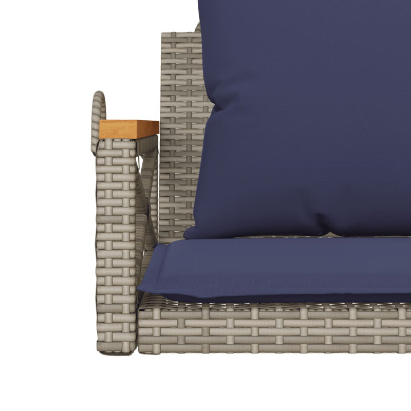 Banc pivotant en poly avec rotin 24,8 po x 24,4 po x 15,7 po Highland Dunes, Gris / bleu marine