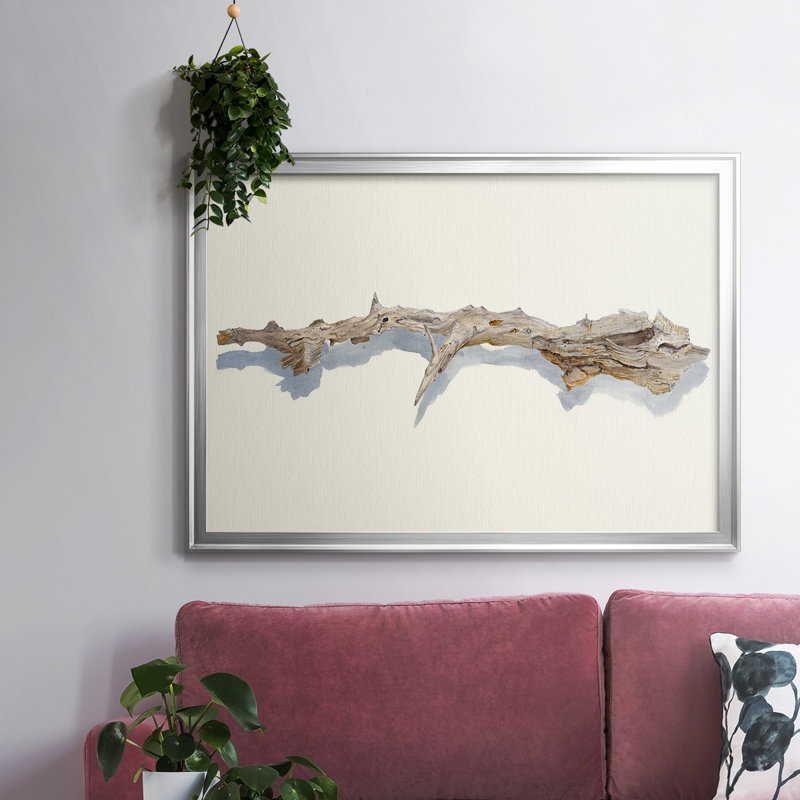 Driftwood Study I-Framed Gallery Wrapped Canvas, Silver, 14" H x 20" W x 1.5" D
