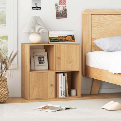4-cube Bookcase With Dual Anti-tipping Kits & 2 Cabinets Storage Organizer