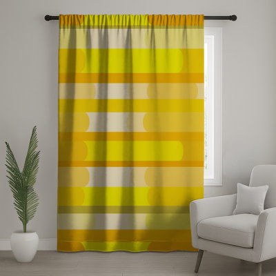 Rideaux à rayures jaunes, voilages et voilages à motif - 1 panneau