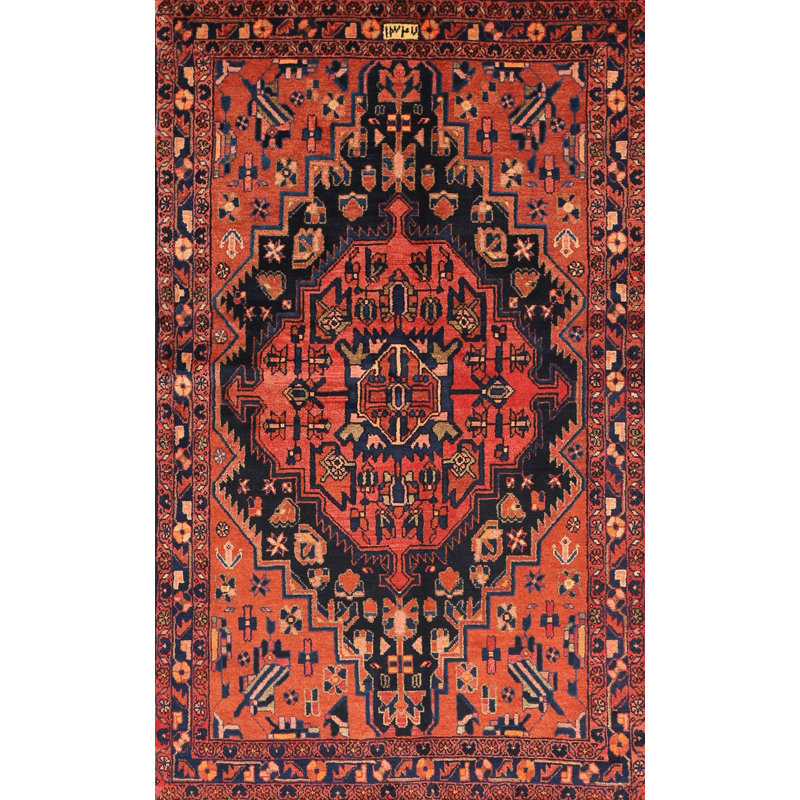Tapis à motif oriental rouge / brun, Rectangle 7 pi x 9 pi