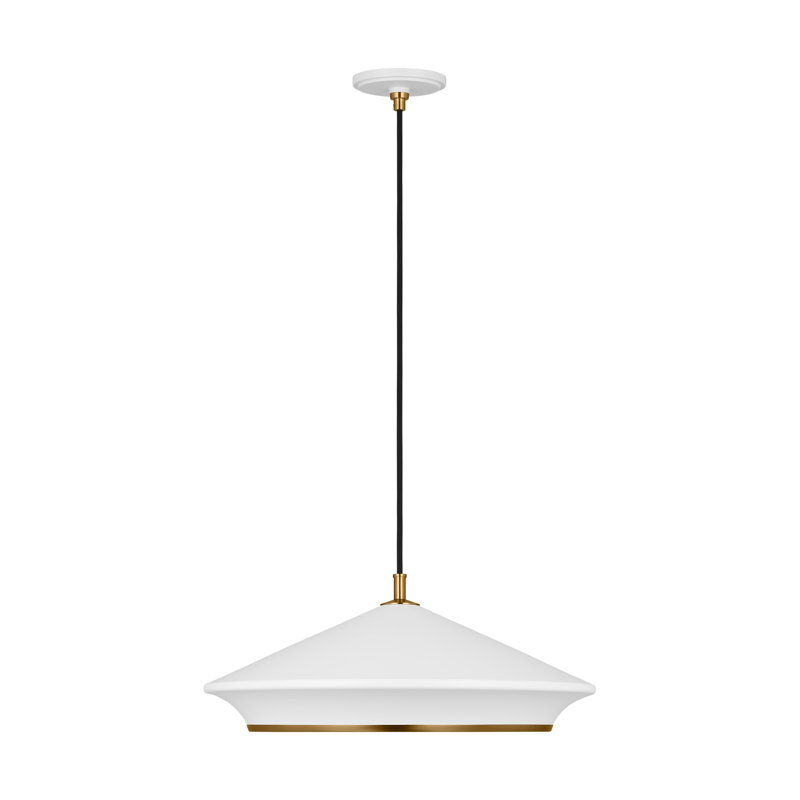 Matte White Steel Cone Pendant Light with Adjustable Length