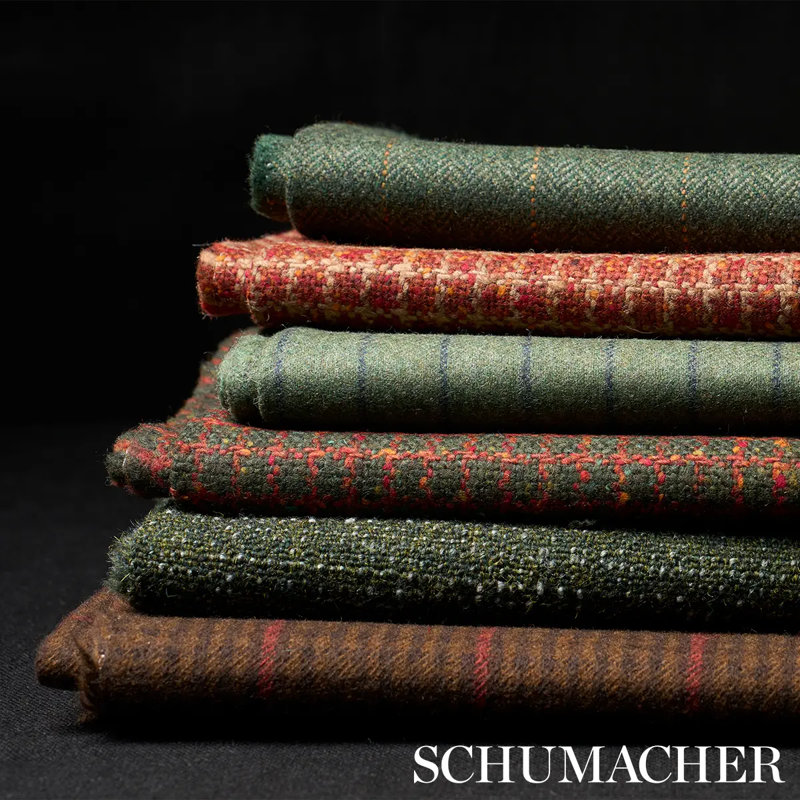 Schumacher x Patterson Flynn Boyd Wool Pinstripe Fabric, Green