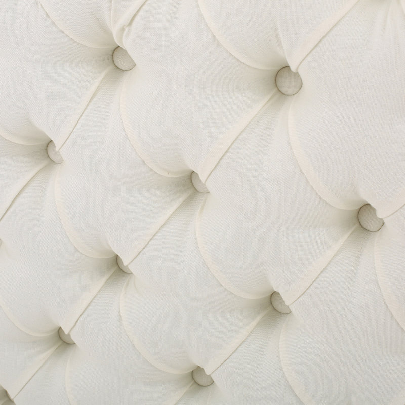 Ivory Fabric Queen Size Headboard - Tufted Diamond Stitch, Adjustable Solid Wood Frame & Metal Legs, Ivory
