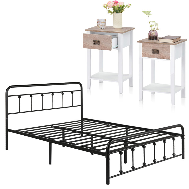 Plateforme en fer Miramontes, Blanc/chêne, Grand