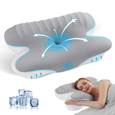 Ergonomic Memory Foam Pillow, Cooling Neck Support, Removable Pillowcase for All Sleep Positions