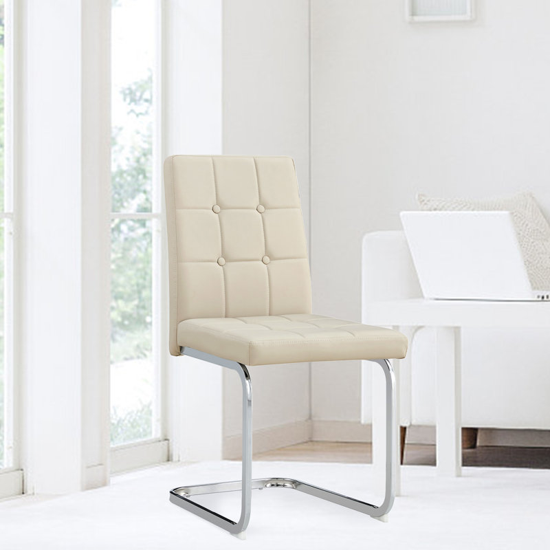 Darcel Faux Leather Side Chair, Light Brown Faux Leather
