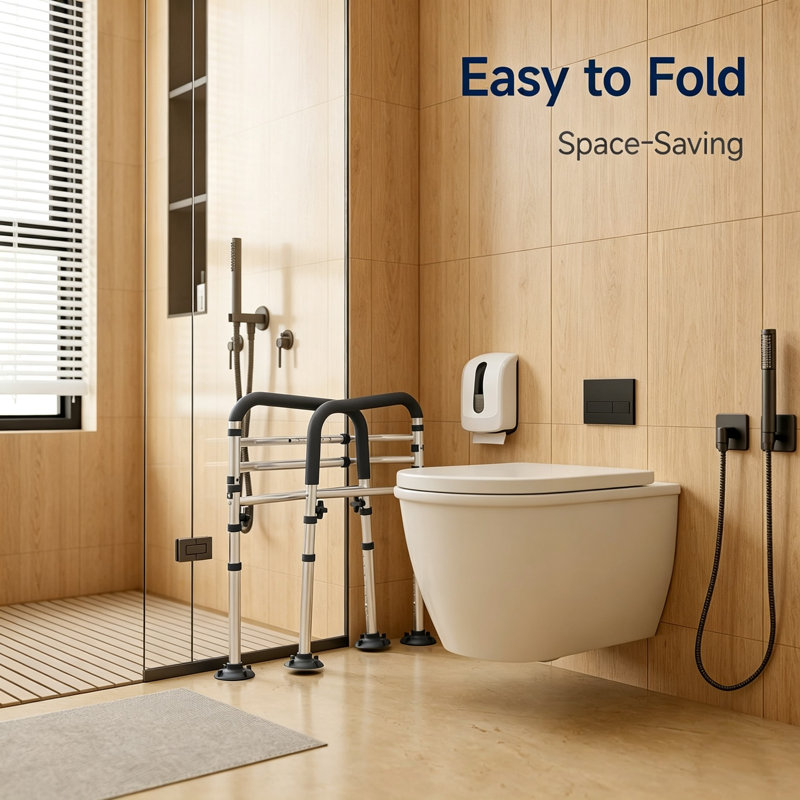 Toilet Safety Rails for Seniors,Height-Adjustable Toilet Frame Width(Gray)