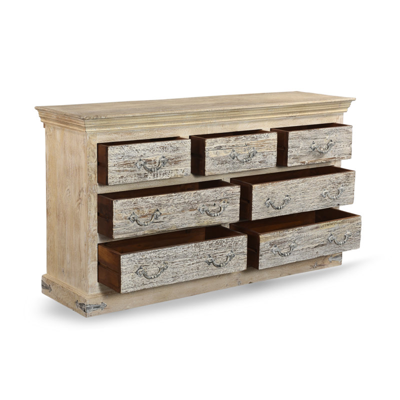 Commode 7 tiroirs Bibbins, Blanc sable