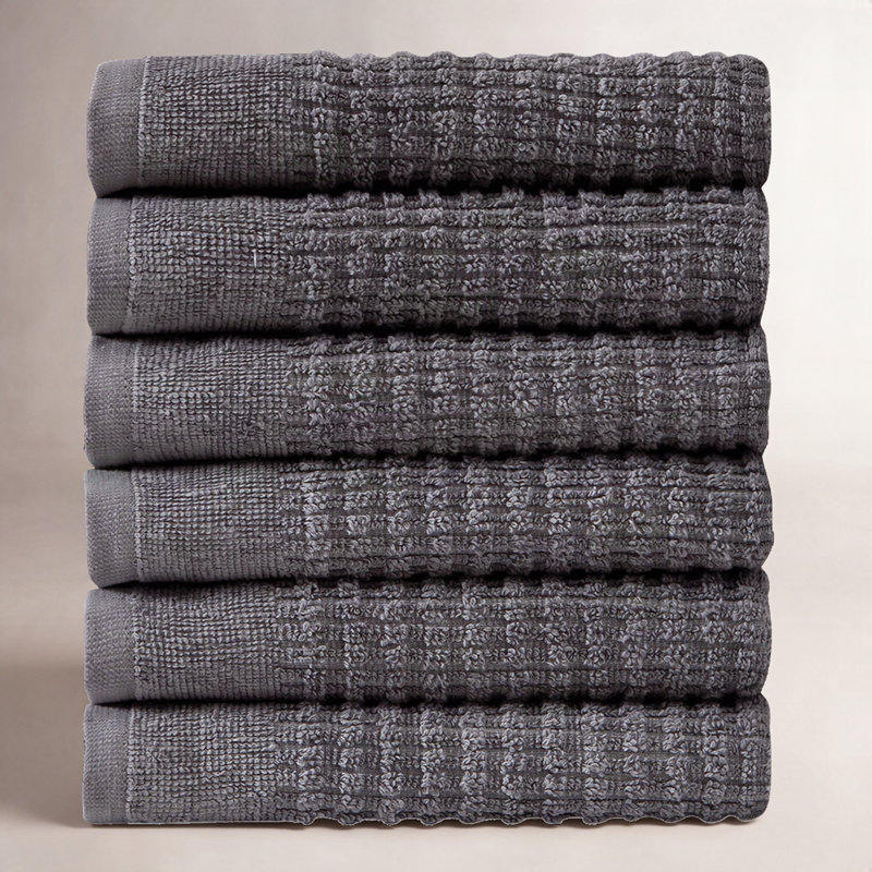 Earline Midweight Waffle Washcloth, Gray